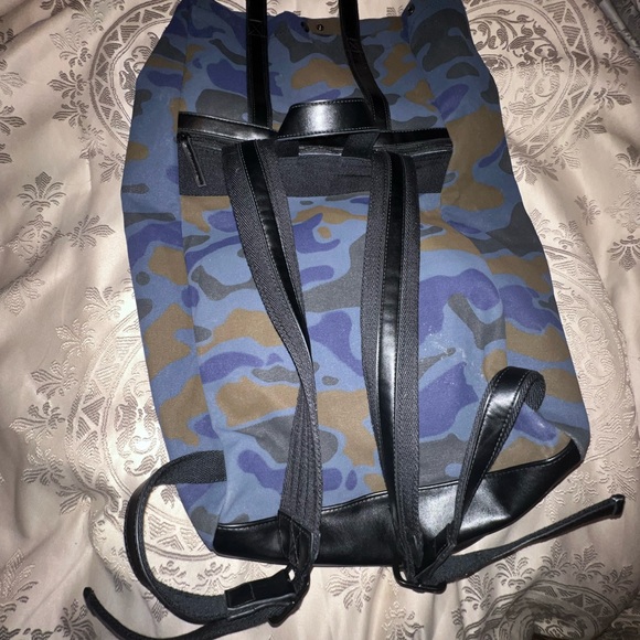 LIKE NEW—NEVER USED Phillip Lim Blue/brown Camouflage Flap canvas Backpack - Picture 5 of 9